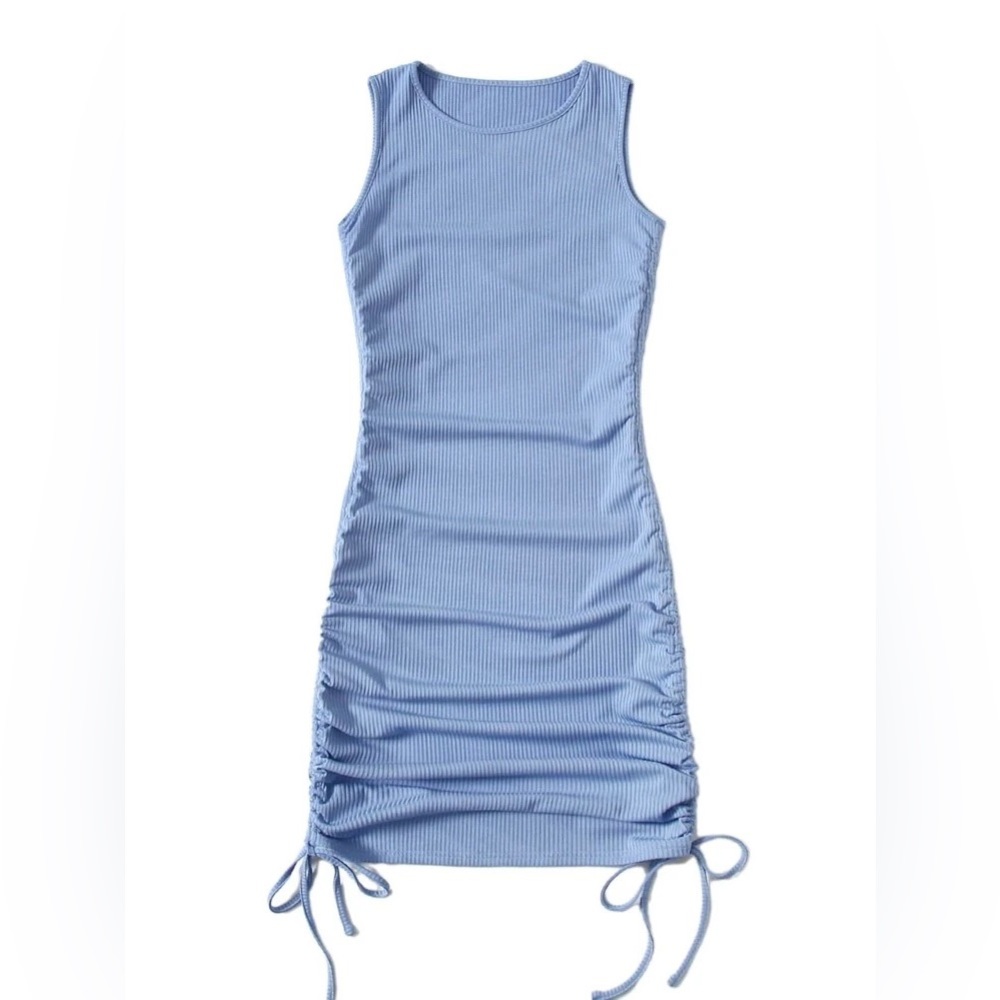 SHEIN Drawstring Side Rib-Knit Bodycon Dress